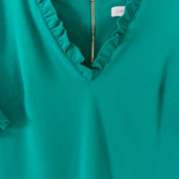 Calvin Klein Dress V Neck Ruffle Sleeve and Neck 12 - Picture 3 of 8